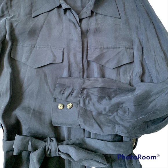 Massimo Dutti long sleeve navy blue jumpsuit with belt - Picture 4 of 7